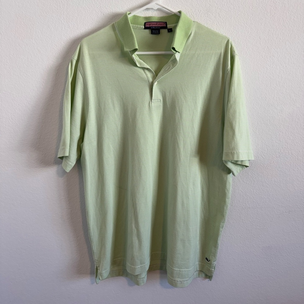 Vineyard Vines Men's Green Striped Polo Size Large‎